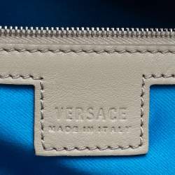 Pre Owned Versace Beige/Turquoise Medusa Print Coated Canvas and Patent Leather Patch Diaper Bag