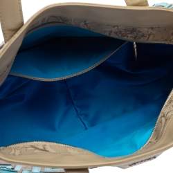 Pre Owned Versace Beige/Turquoise Medusa Print Coated Canvas and Patent Leather Patch Diaper Bag