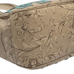 Pre Owned Versace Beige/Turquoise Medusa Print Coated Canvas and Patent Leather Patch Diaper Bag