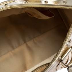 Pre Owned Versace Gold Ostrich Embossed Leather Snap Out Of It Satchel