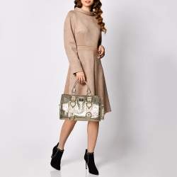 Pre Owned Versace Gold Ostrich Embossed Leather Snap Out Of It Satchel