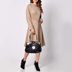 مملوكة مسبقًا حقيبة ساتشل فيرساتشي قلاب بادج مادوسا جلد ميتالك/ أسود