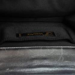 Pre Owned Versace Silver Leather Studded Flap Clutch