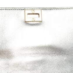 Pre Owned Versace Silver Leather Studded Flap Clutch