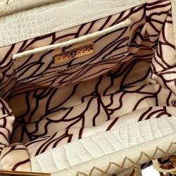 Pre Owned Versace Brown/Beige Croc Embossed Leather Madonna Satchel