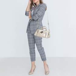 Pre Owned حقيبة ساتشل فيرساتشي جلد نقشة التمساح فضي 