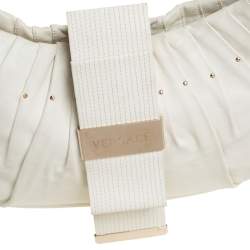 مملوكة مسبقًا Versace White Pleated Leather Studded Hobo