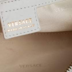 مملوكة مسبقًا Versace White Pleated Leather Studded Hobo
