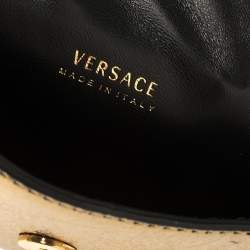 Pre Owned Versace Metallic Gold Leather Medusa Wallet on Chain