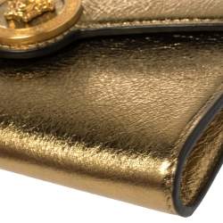 Pre Owned Versace Metallic Gold Leather Medusa Wallet on Chain