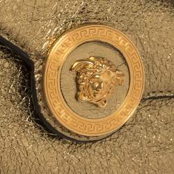 Pre Owned Versace Metallic Gold Leather Medusa Wallet on Chain
