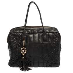 Pre Owned Versace Black Demetra Vanitas Satchel