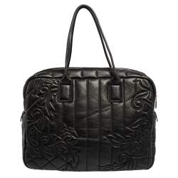 Pre Owned Versace Black Demetra Vanitas Satchel