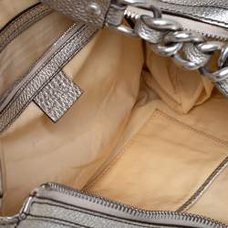 Versace Gold/Beige Leather and Suede Studded Hobo