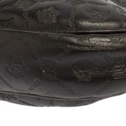 Pre Owned حقيبة فيرساتشي باغويت جلد نقشة شعار الماركة بارز أسود مرصعة صغيرة