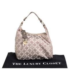 Versace Grey/Metallic Monogram Canvas and Leather Palazzo Charm Hobo