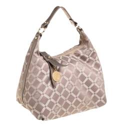 Versace Grey/Metallic Monogram Canvas and Leather Palazzo Charm Hobo