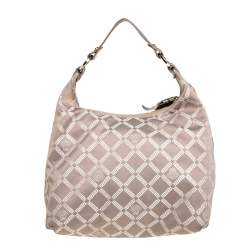 Versace Grey/Metallic Monogram Canvas and Leather Palazzo Charm Hobo