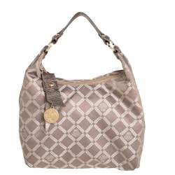 Versace Grey/Metallic Monogram Canvas and Leather Palazzo Charm Hobo