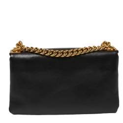 Pre Owned Versace Black Leather Palazzo Flap Chain Shoulder Bag