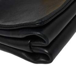 Pre Owned Versace Black Leather Palazzo Flap Chain Shoulder Bag