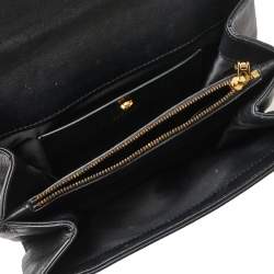 Pre Owned Versace Black Leather Palazzo Flap Chain Shoulder Bag