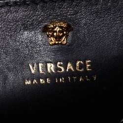 Pre Owned Versace Black Leather Palazzo Flap Chain Shoulder Bag