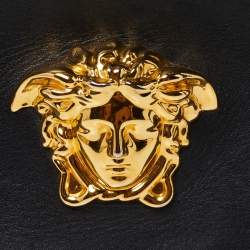 Pre Owned Versace Black Leather Palazzo Flap Chain Shoulder Bag