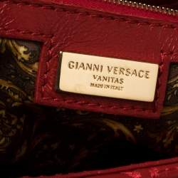 Versace Red Quilted Leather Altea Barocco Vanitas Top Handle Bag 