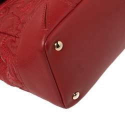 Versace Red Quilted Leather Altea Barocco Vanitas Top Handle Bag 