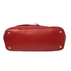 Versace Red Quilted Leather Altea Barocco Vanitas Top Handle Bag 