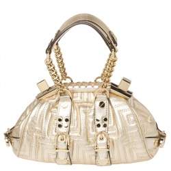 مملوكة مسبقًا Versace Gold Quilted Leather Mini Madonna Frame Bag