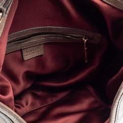 مملوكة مسبقًا حقيبة هوبو فيرساتشي حافة جلد وكانفاس شهير رمادي ميتالك