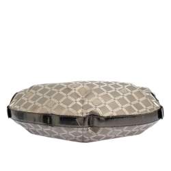 مملوكة مسبقًا حقيبة هوبو فيرساتشي حافة جلد وكانفاس شهير رمادي ميتالك