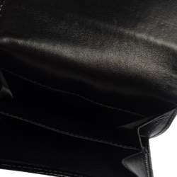 Pre Owned Versace Black Signature Nylon and Croc Embossed Patent Leather Flap Compact Wallet