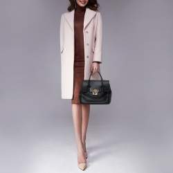 Pre Owned حقيبة يد فيرساتشي بالازو امباير جلد أسود