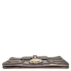 Pre Owned Versace Metallic Embossed Leather Icon Flap Chain Clutch