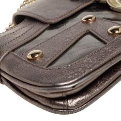 Pre Owned Versace Metallic Embossed Leather Icon Flap Chain Clutch
