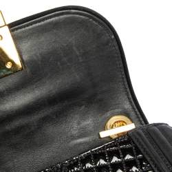 Pre Owned Versace Black Leather and Patent Leather Chain Flap Shoulder Bag