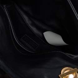 Pre Owned Versace Black Leather and Patent Leather Chain Flap Shoulder Bag
