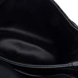 Pre Owned Versace Black Leather and Patent Leather Chain Flap Shoulder Bag