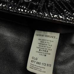 Pre Owned Versace Black Leather and Patent Leather Chain Flap Shoulder Bag