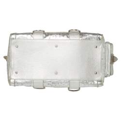 مملوكة مسبقًا Versace Silver Ostrich Embossed Leather Snap Out Of It Satchel