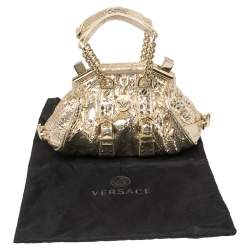 Pre Owned  حقيبة فيرساتشي ميدوسا جلد ثعبان ذهبي ميتاليك
