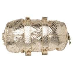 Pre Owned  حقيبة فيرساتشي ميدوسا جلد ثعبان ذهبي ميتاليك