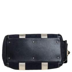 Pre Owned Versace Black Monogram Fabric and Leather Snap Out Of It Satchel