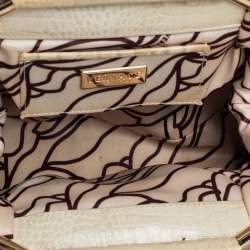 Pre Owned Versace Brown/Cream Croc Embossed Leather Madonna Satchel