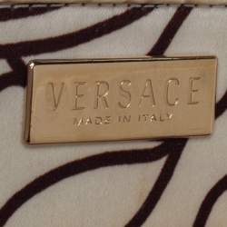 Pre Owned Versace Brown/Cream Croc Embossed Leather Madonna Satchel