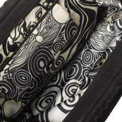 Pre Owned Versace Black Suede/Calfhair and Lizard Embossed Corset Frame Shoulder Bag