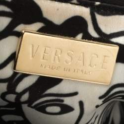 Pre Owned Versace Black Suede/Calfhair and Lizard Embossed Corset Frame Shoulder Bag